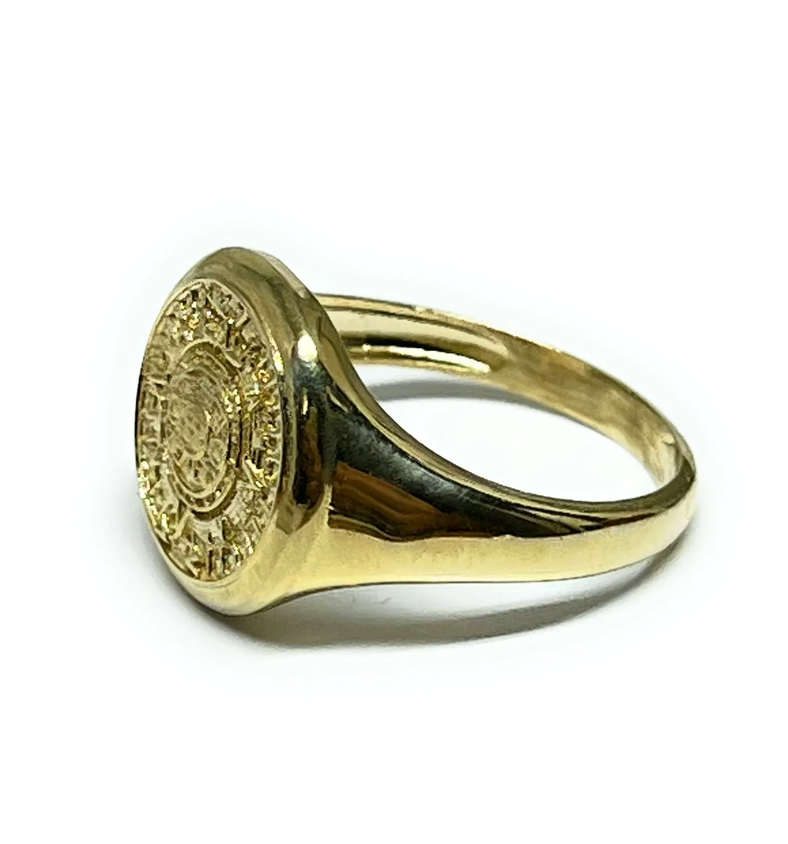 10k Solid Gold Yellow AZTEC CALENAR Ring (SM, MED)