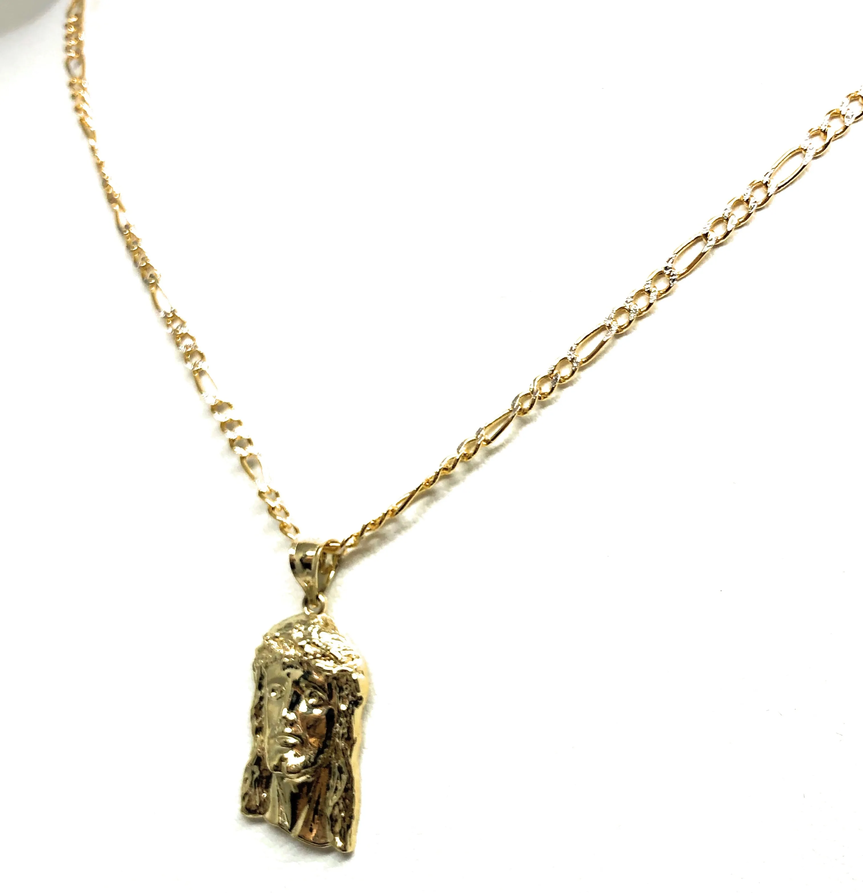 10k Solid Gold Yellow Classic Jesus Face Pendant Necklace (XS, SM, MED, LG, XL)