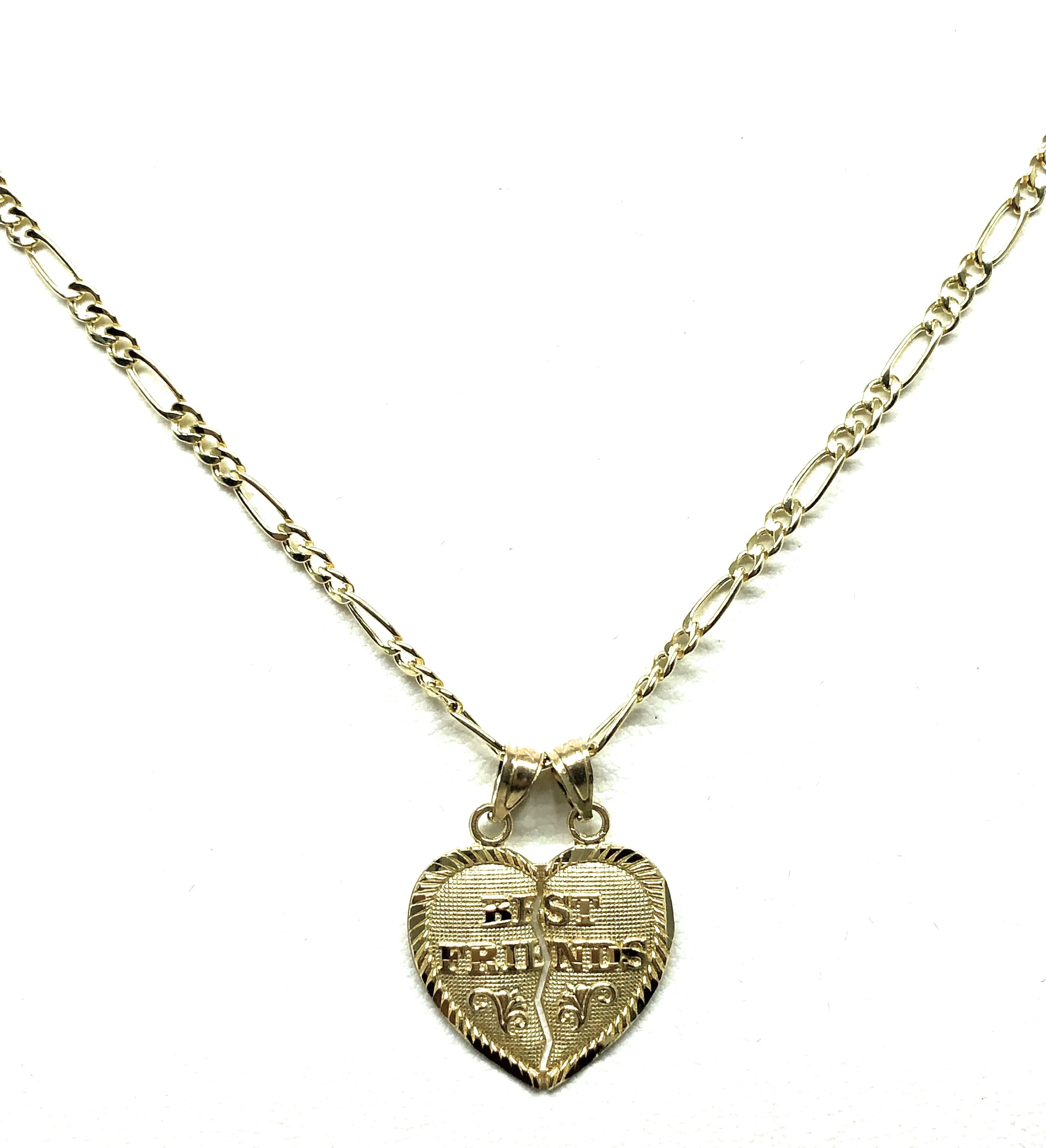 10k Solid Gold Yellow Gold “Best Friends Heart Split Pendant (SM,MED,LG)