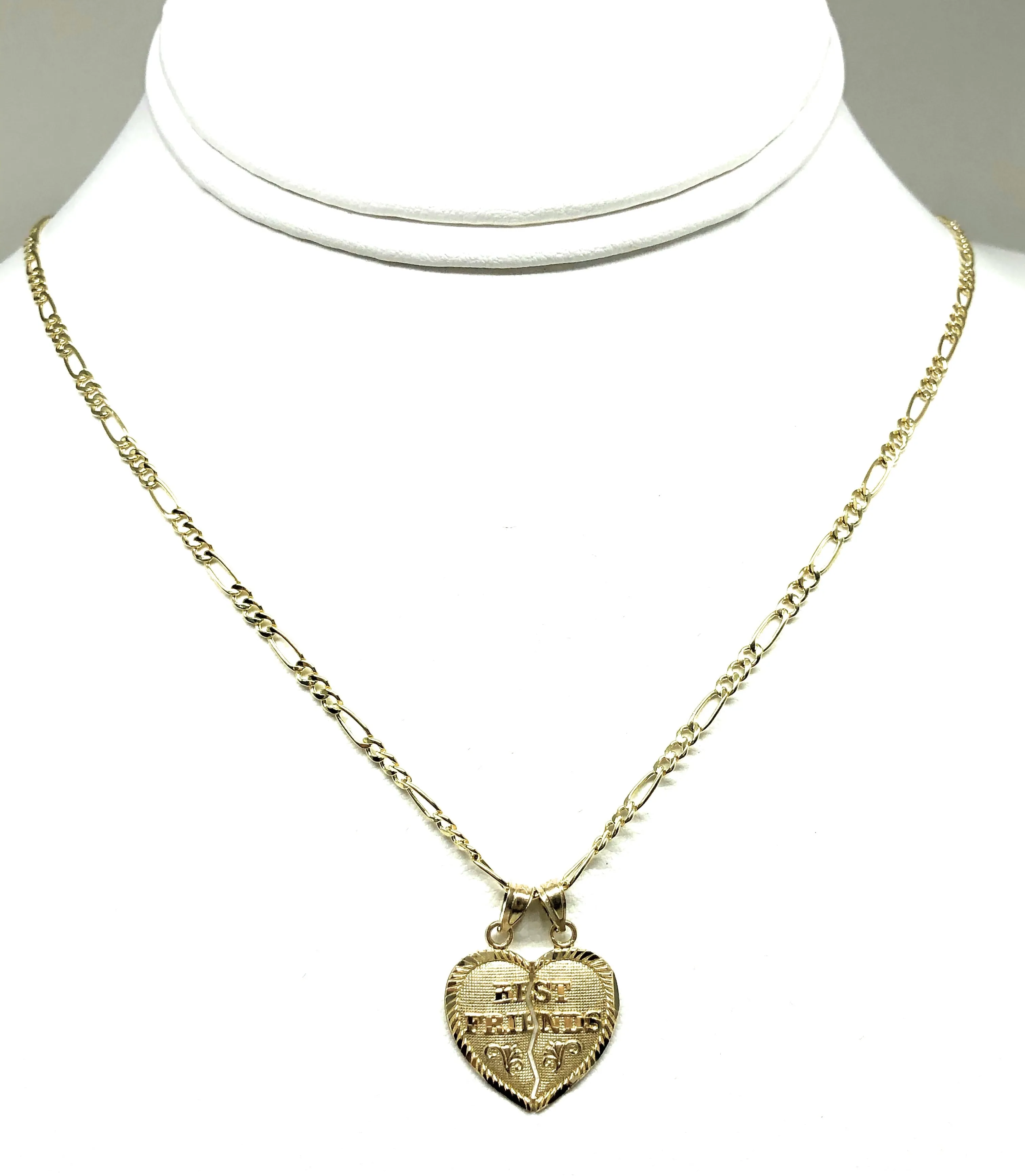 10k Solid Gold Yellow Gold “Best Friends Heart Split Pendant (SM,MED,LG)