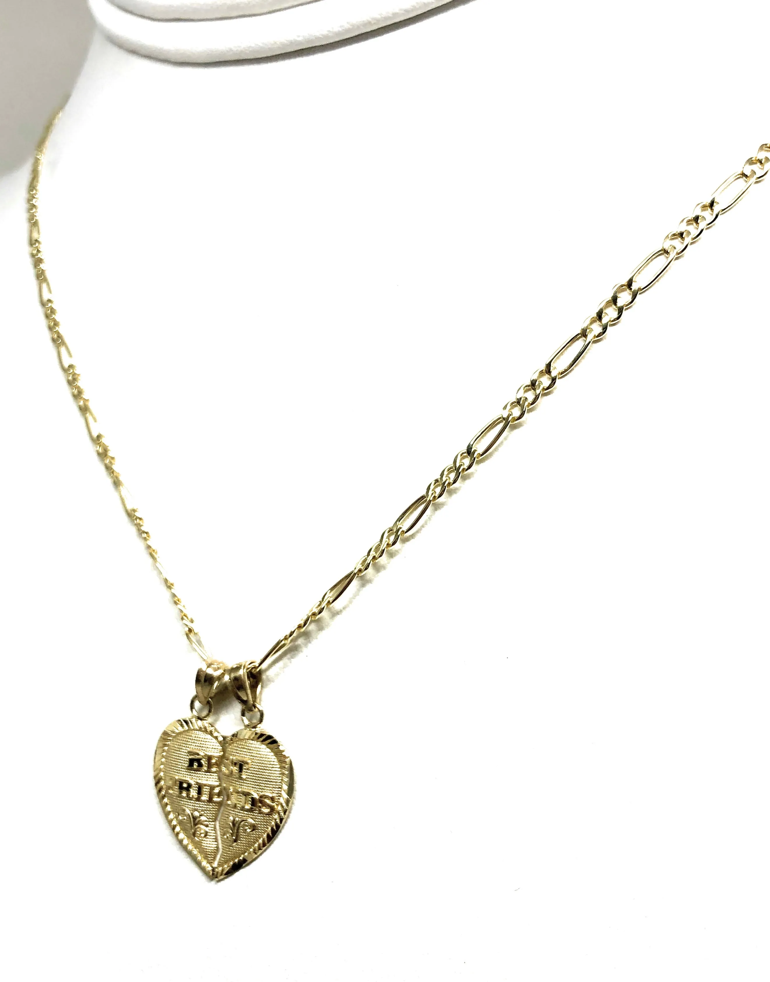 10k Solid Gold Yellow Gold “Best Friends Heart Split Pendant (SM,MED,LG)