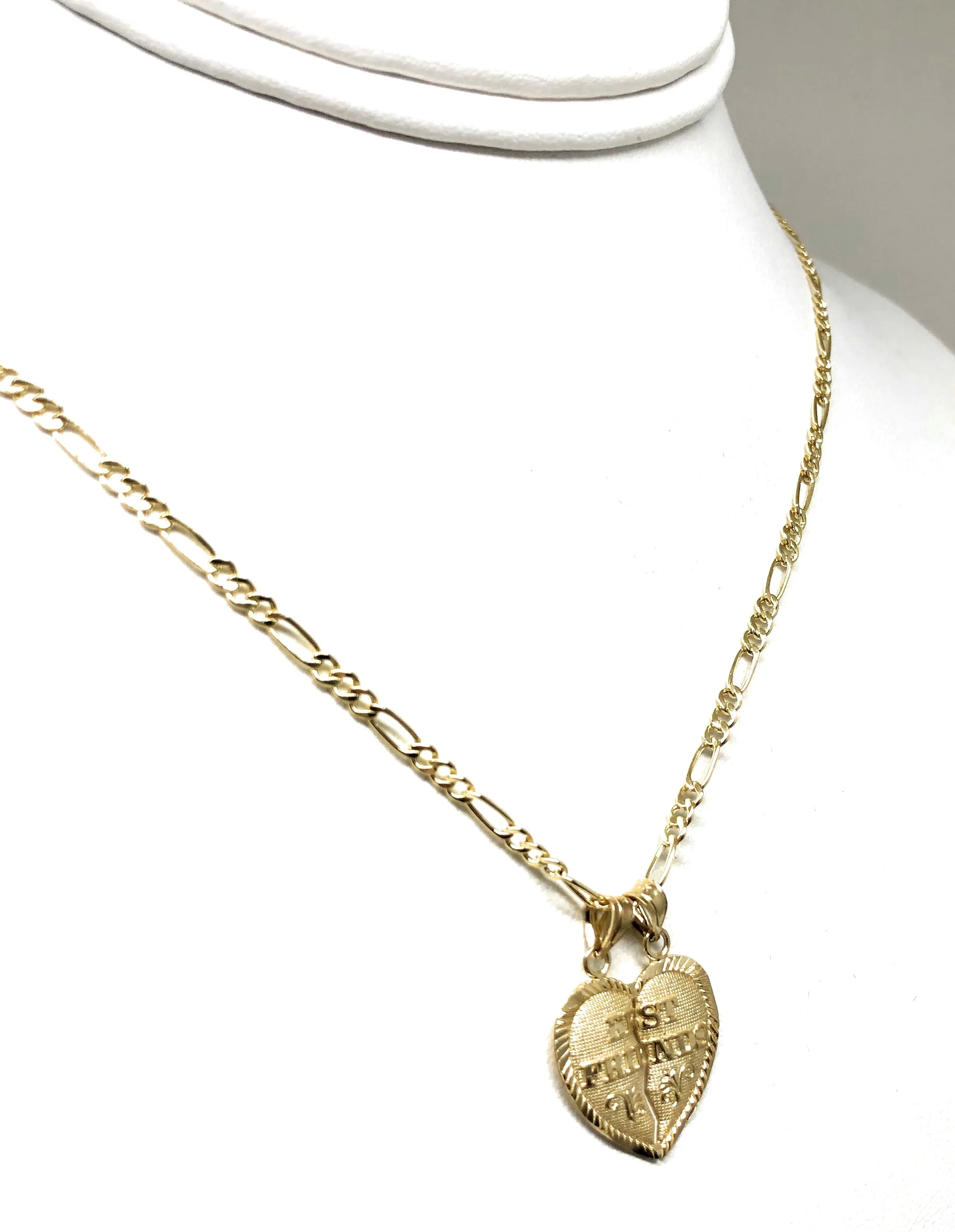 10k Solid Gold Yellow Gold “Best Friends Heart Split Pendant (SM,MED,LG)