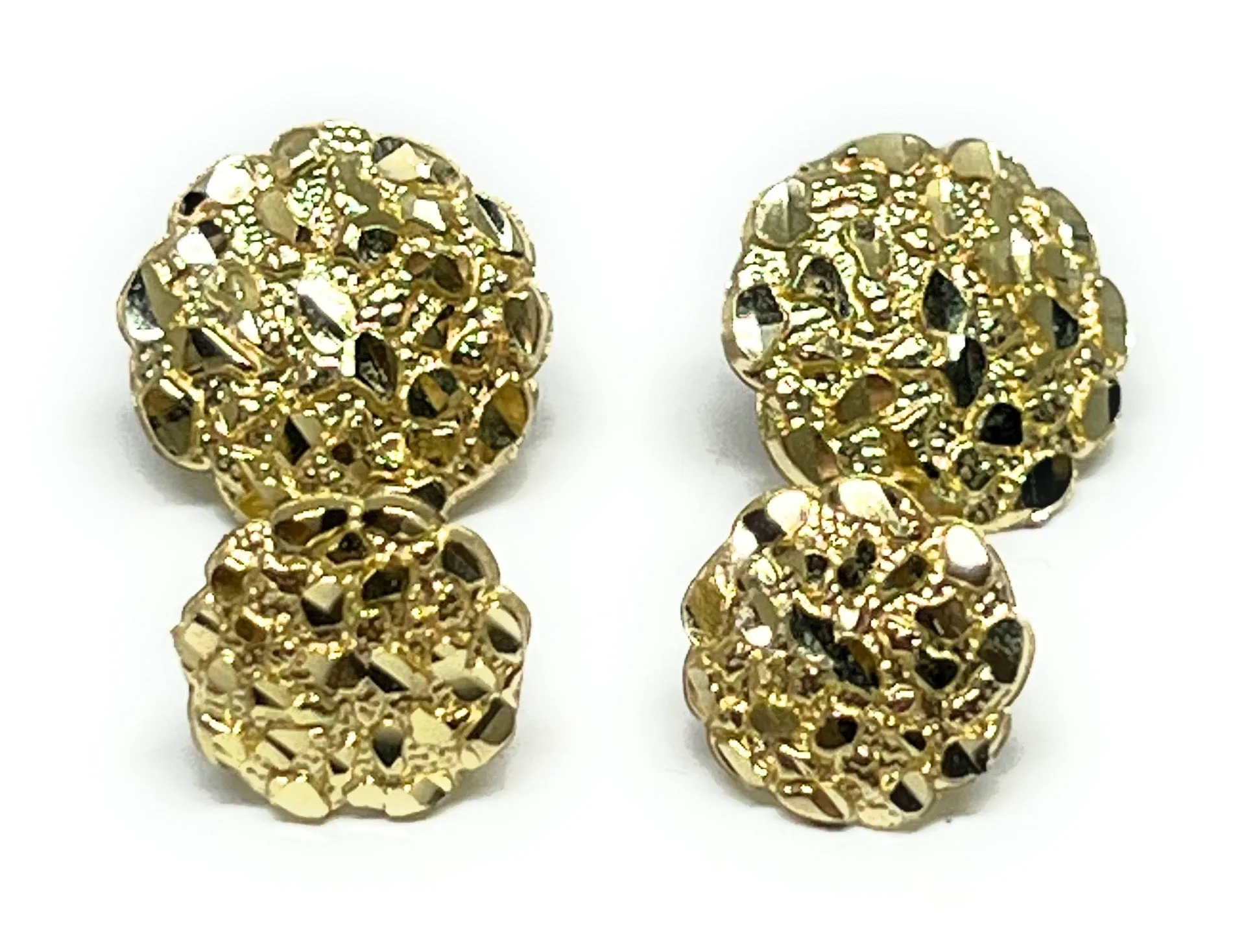 10k Solid Gold Yellow Nugget Cluster Stud Earrings (SM,MED)