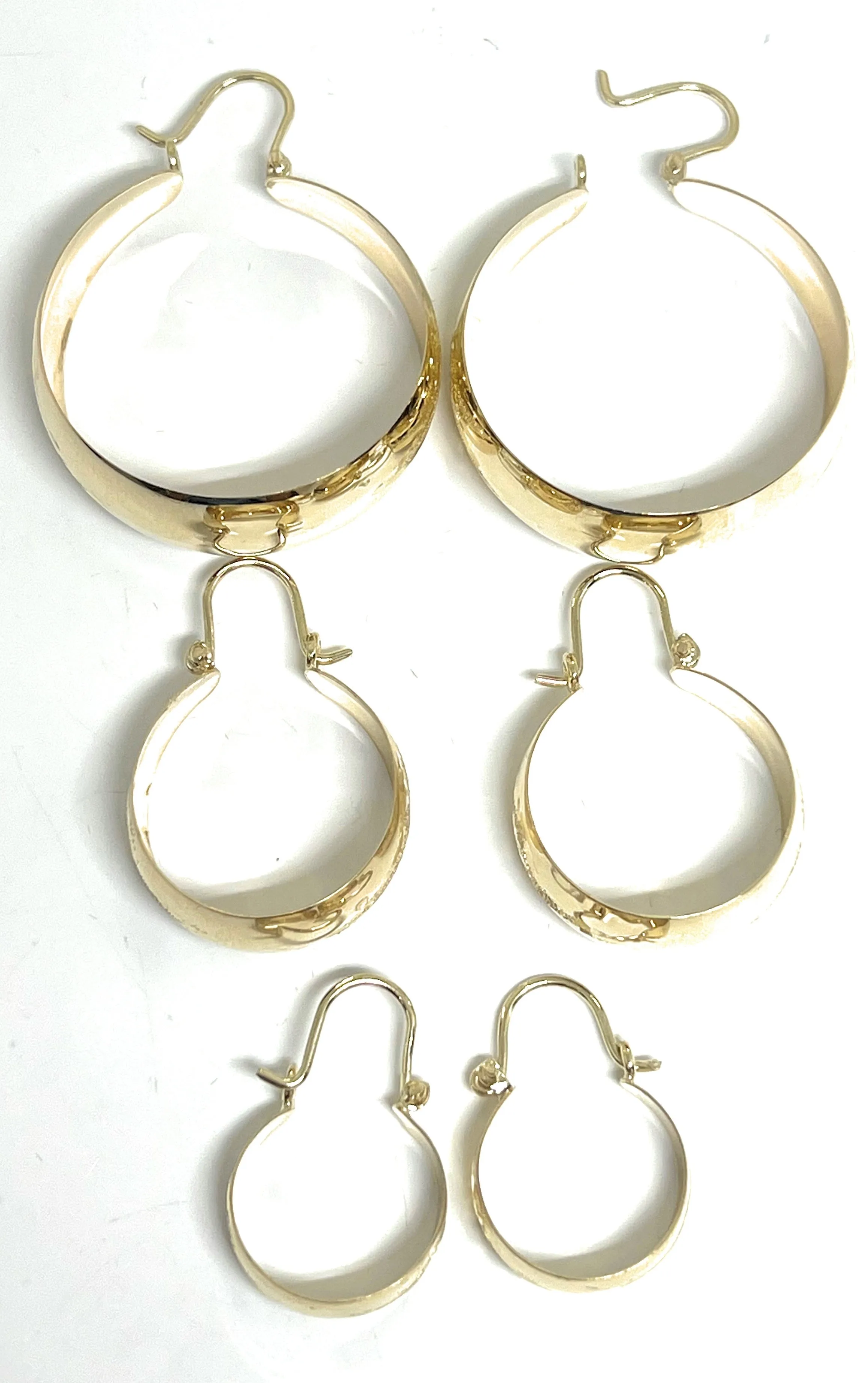 14k Solid Gold DIAMOND CUT Basket Earrings Aracadas (SM,MED,LG)