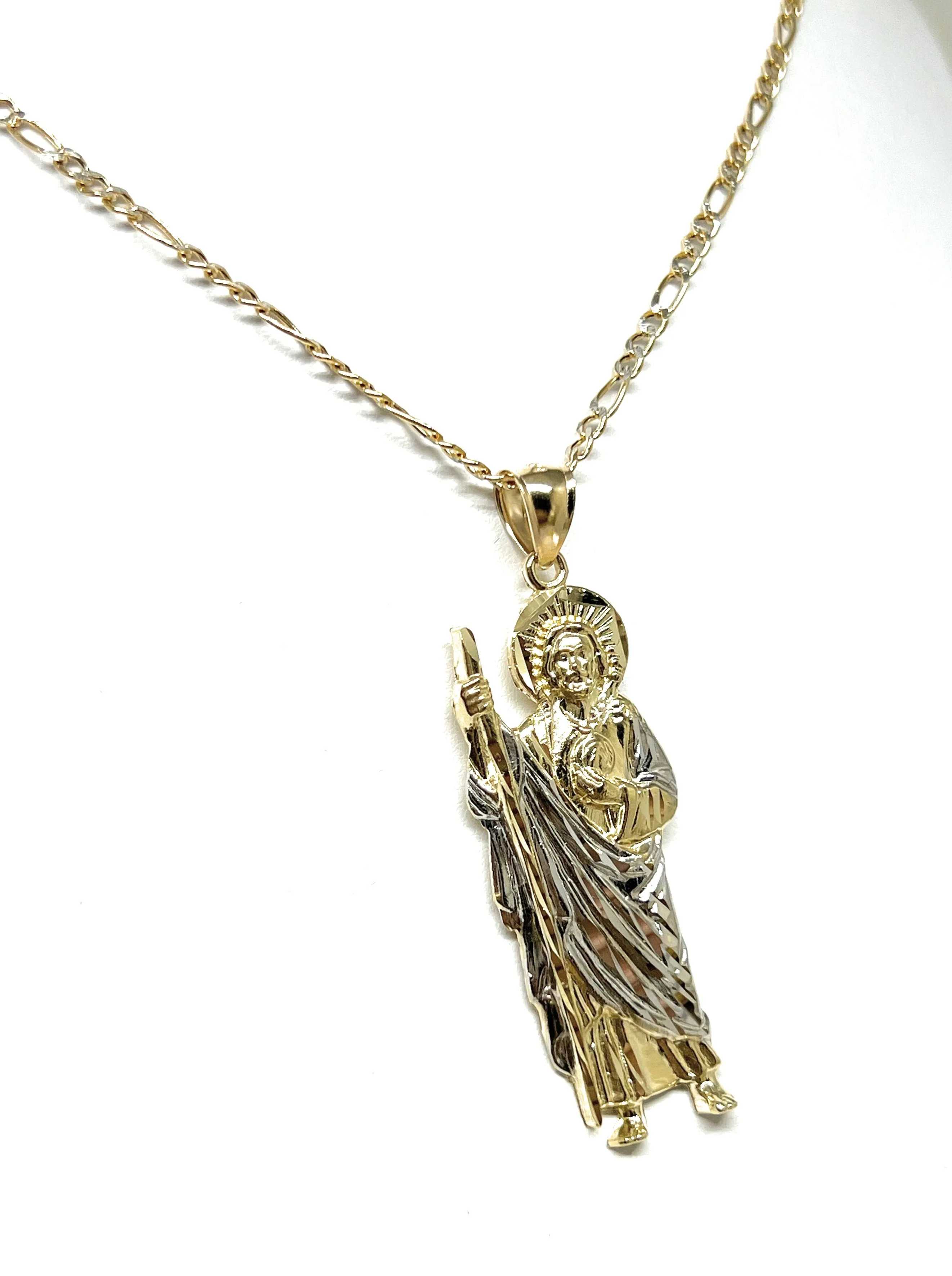 14k Solid Gold Yellow 2-Tone Saan Judas Saaint Jude Pendant (SM, MED)