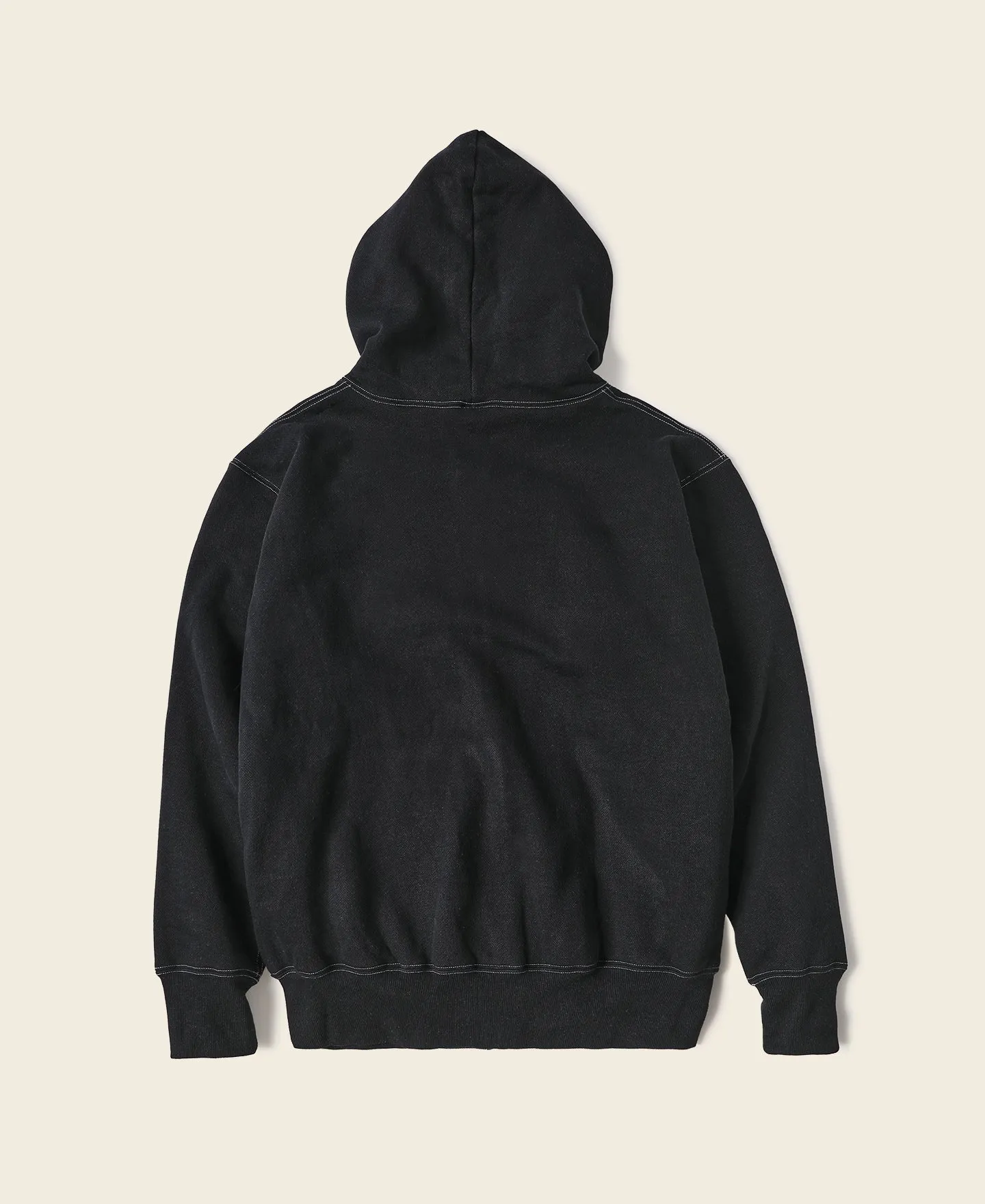 1950s Wind Shield Full-Zip Thermal Hoodie - Black