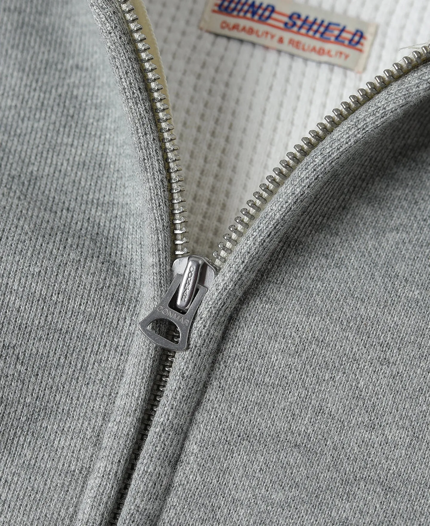 1950s Wind Shield Full-Zip Thermal Hoodie - Gray