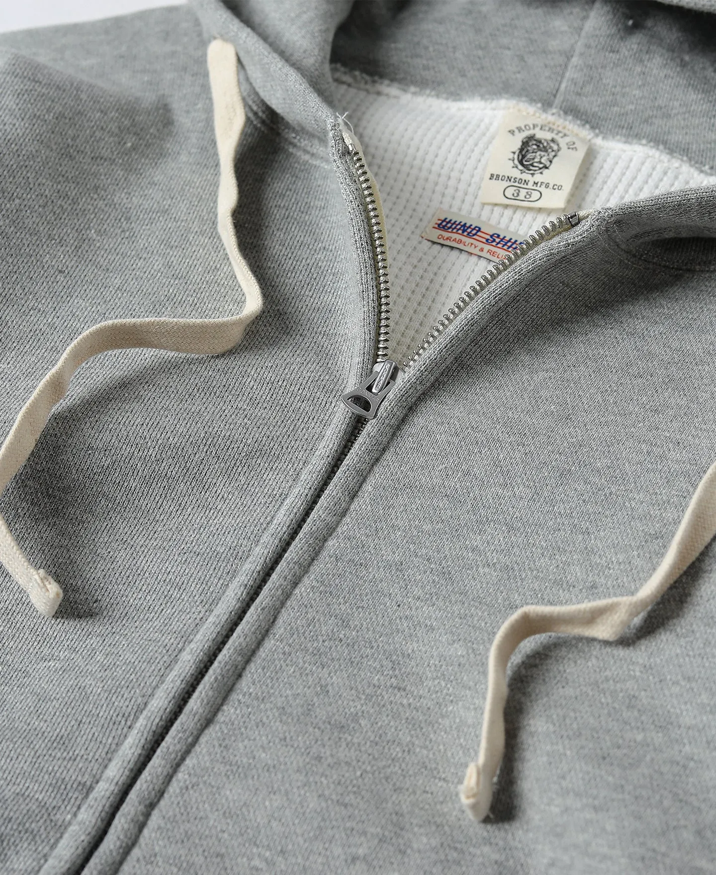 1950s Wind Shield Full-Zip Thermal Hoodie - Gray