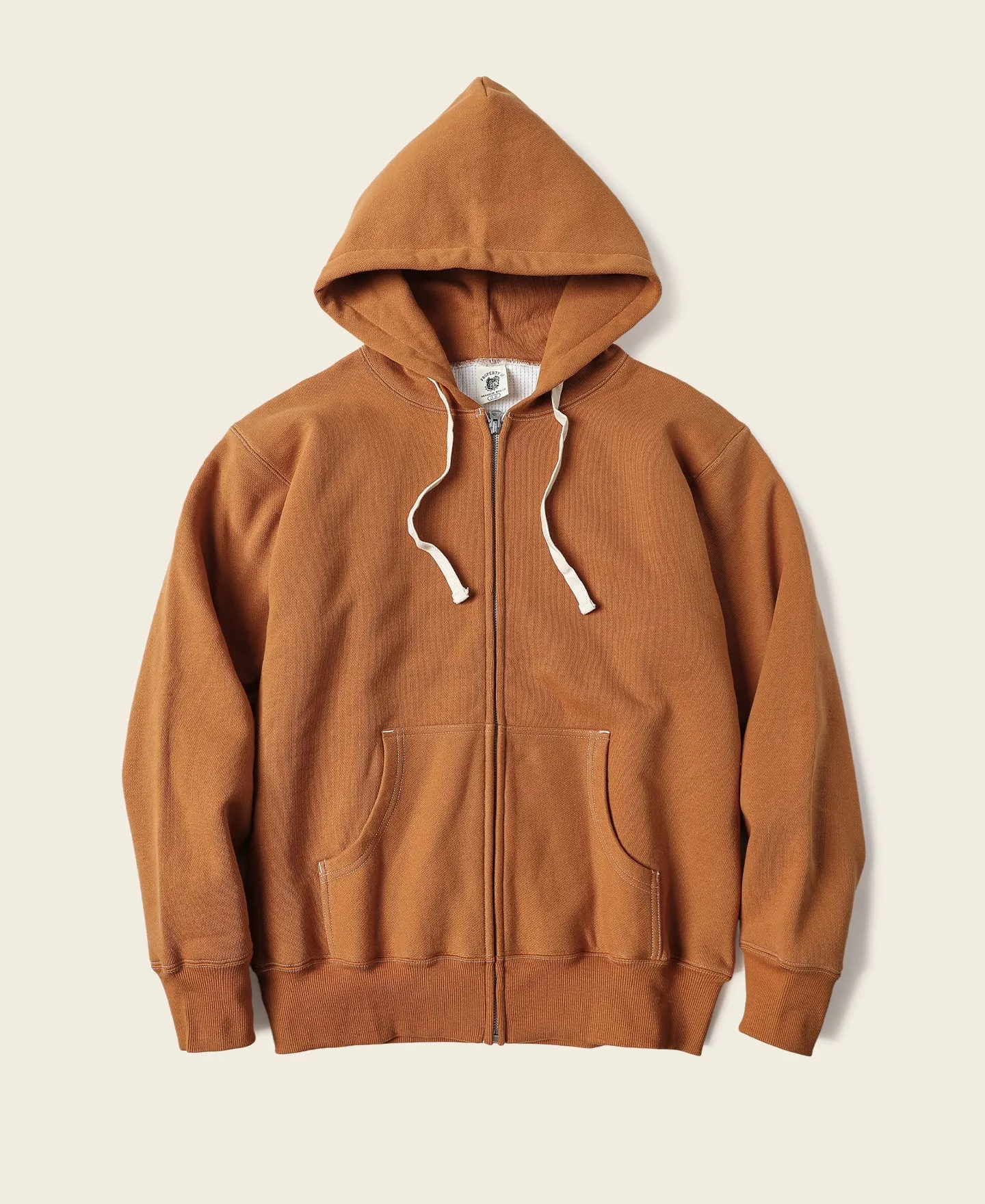 1950s Wind Shield Full-Zip Thermal Hoodie - Orange