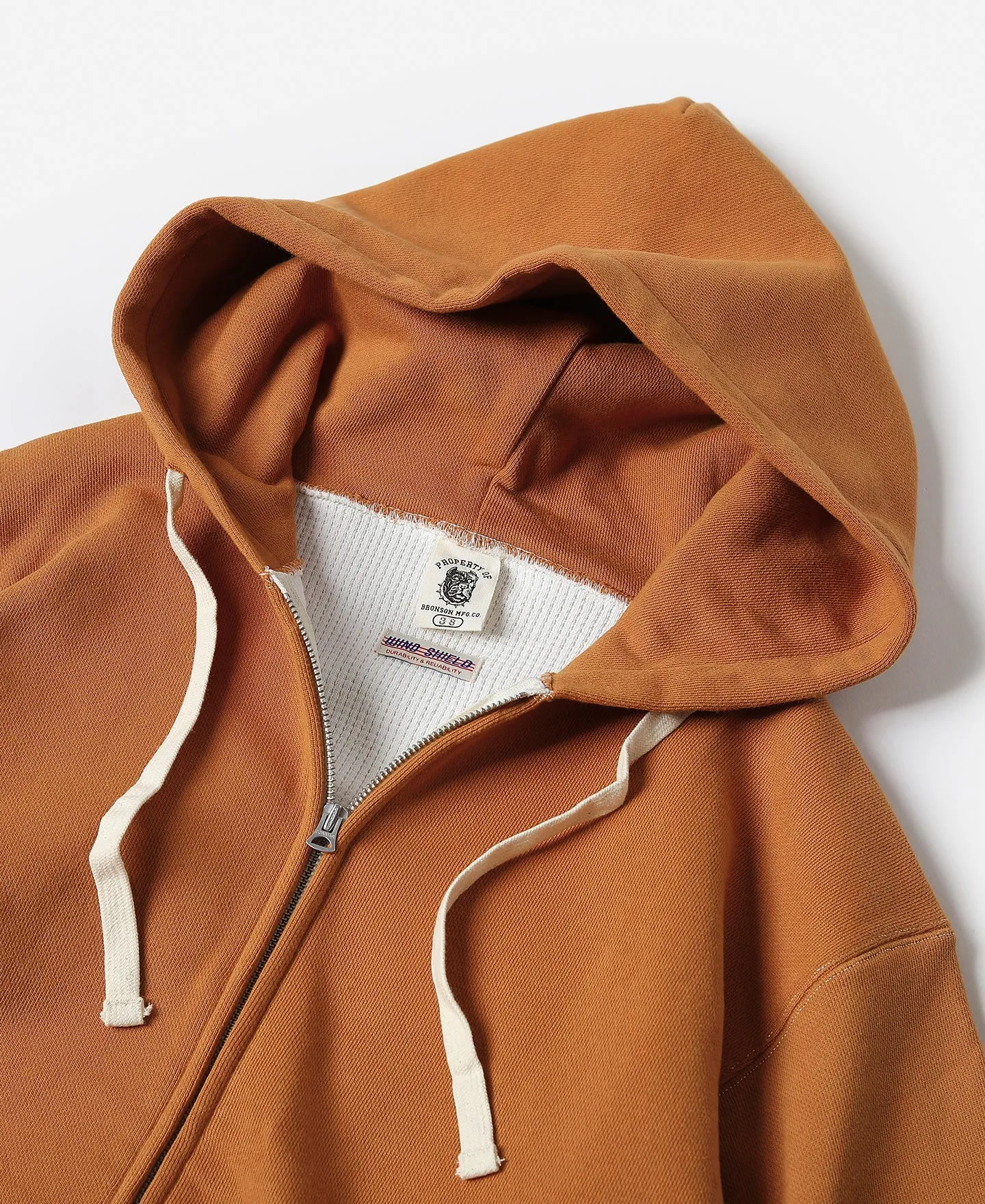 1950s Wind Shield Full-Zip Thermal Hoodie - Orange