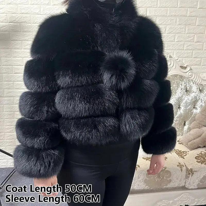 2023 Natural Real Fox Fur Coat Women Winter Long Sleeve Luxury Raccoon Fur Jackets Thick Top Female Furry Coat Vest