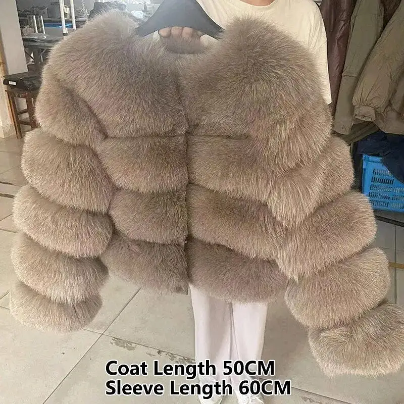 2023 Natural Real Fox Fur Coat Women Winter Long Sleeve Luxury Raccoon Fur Jackets Thick Top Female Furry Coat Vest