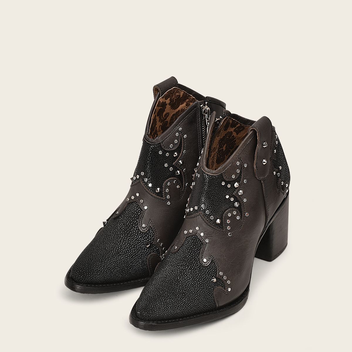 4Q12MA - Cuadra black fashion stingray skin ankle boots for women