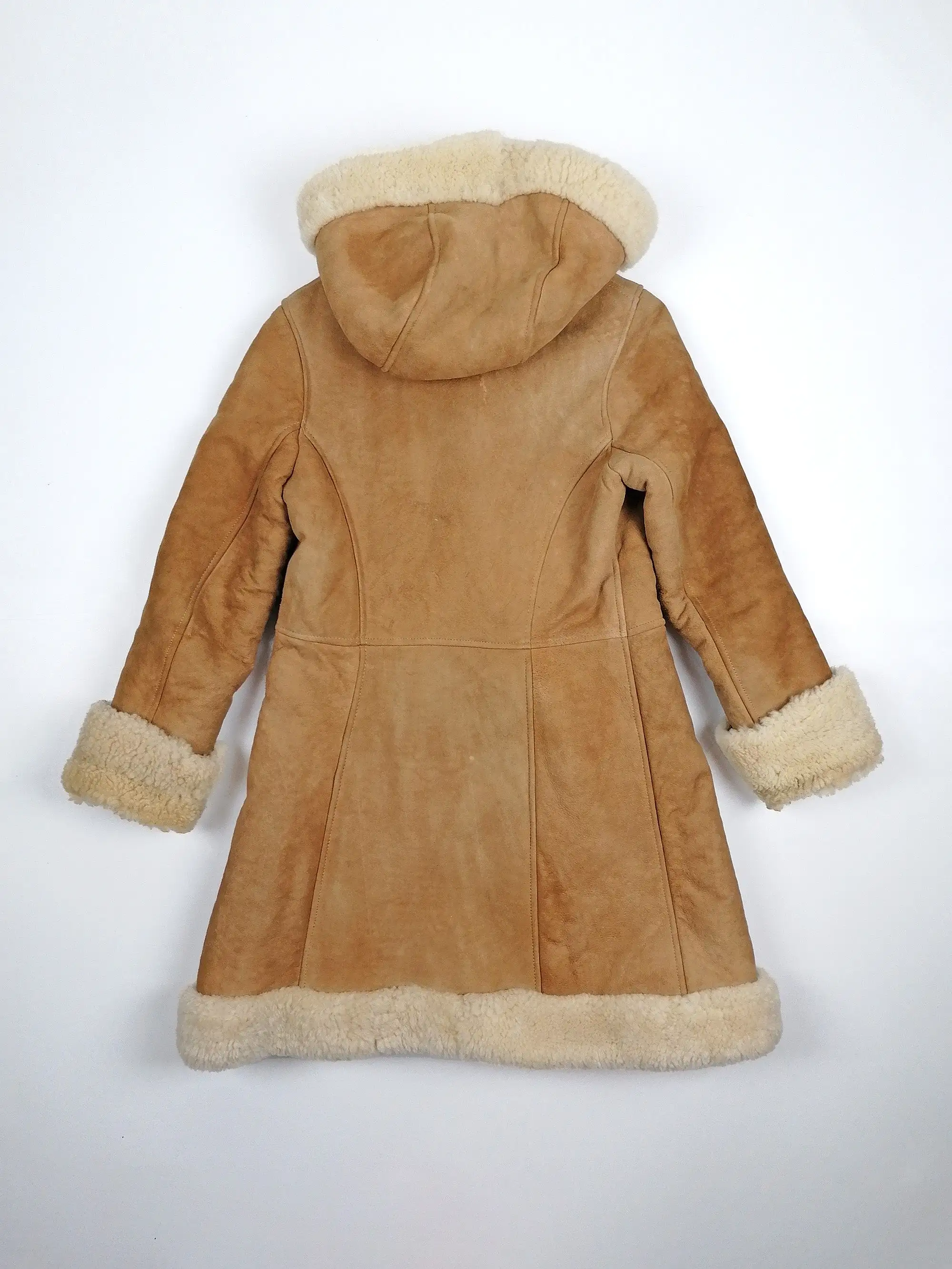 70's 80's Penny Lane Faux Shearling Coat Hooded - size XXS - XS