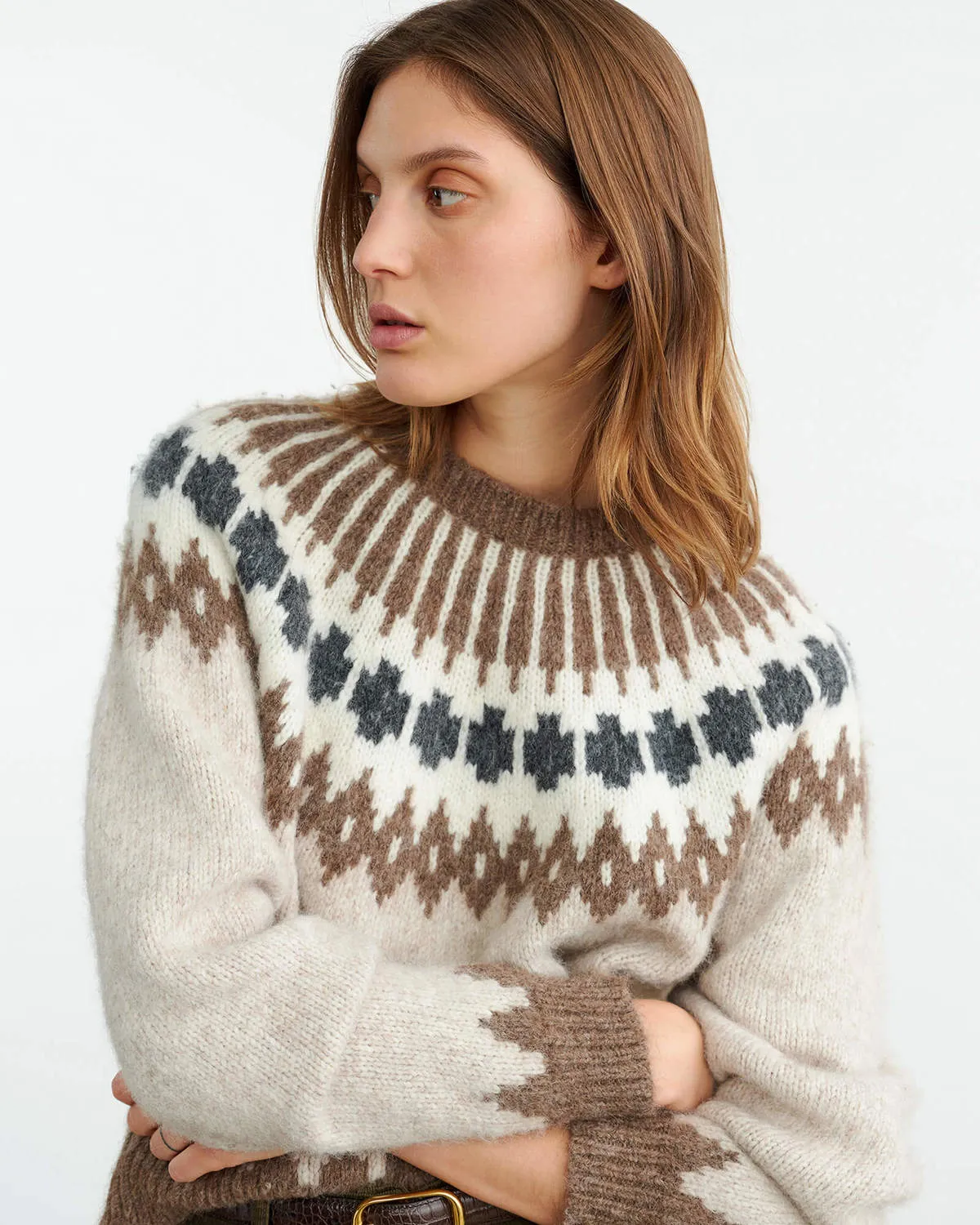 Alena Sweater - Oatmeal Fairisle