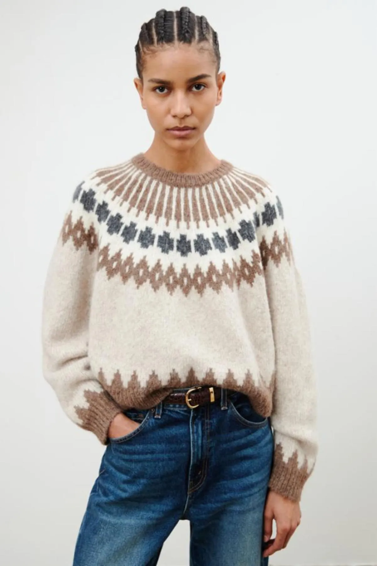 Alena Sweater - Oatmeal Fairisle