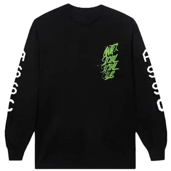 Anti Social Social Club Dystopian Crime Wave Long Sleeve Tee (Black)