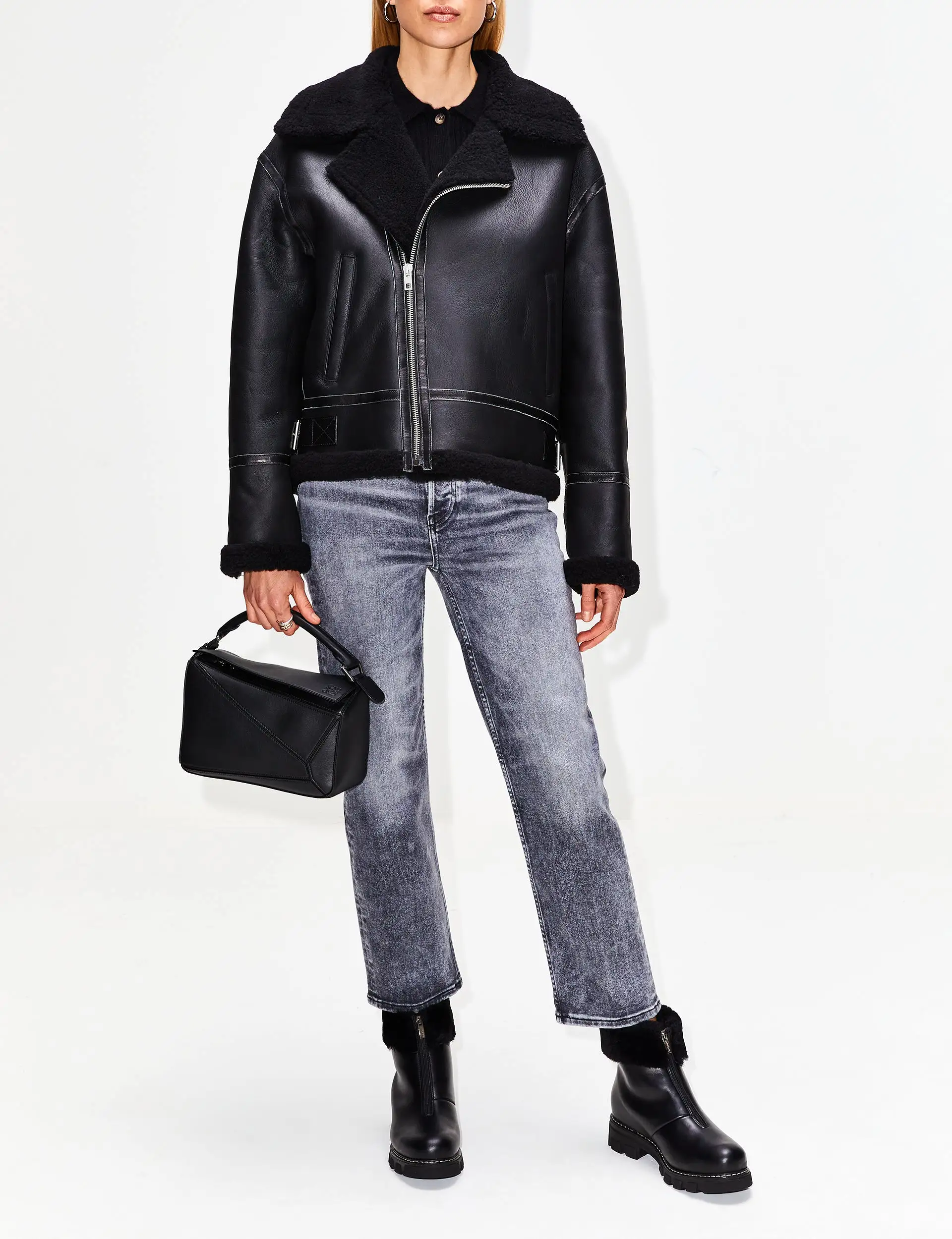 Barthelemy Shearling Biker Jacket