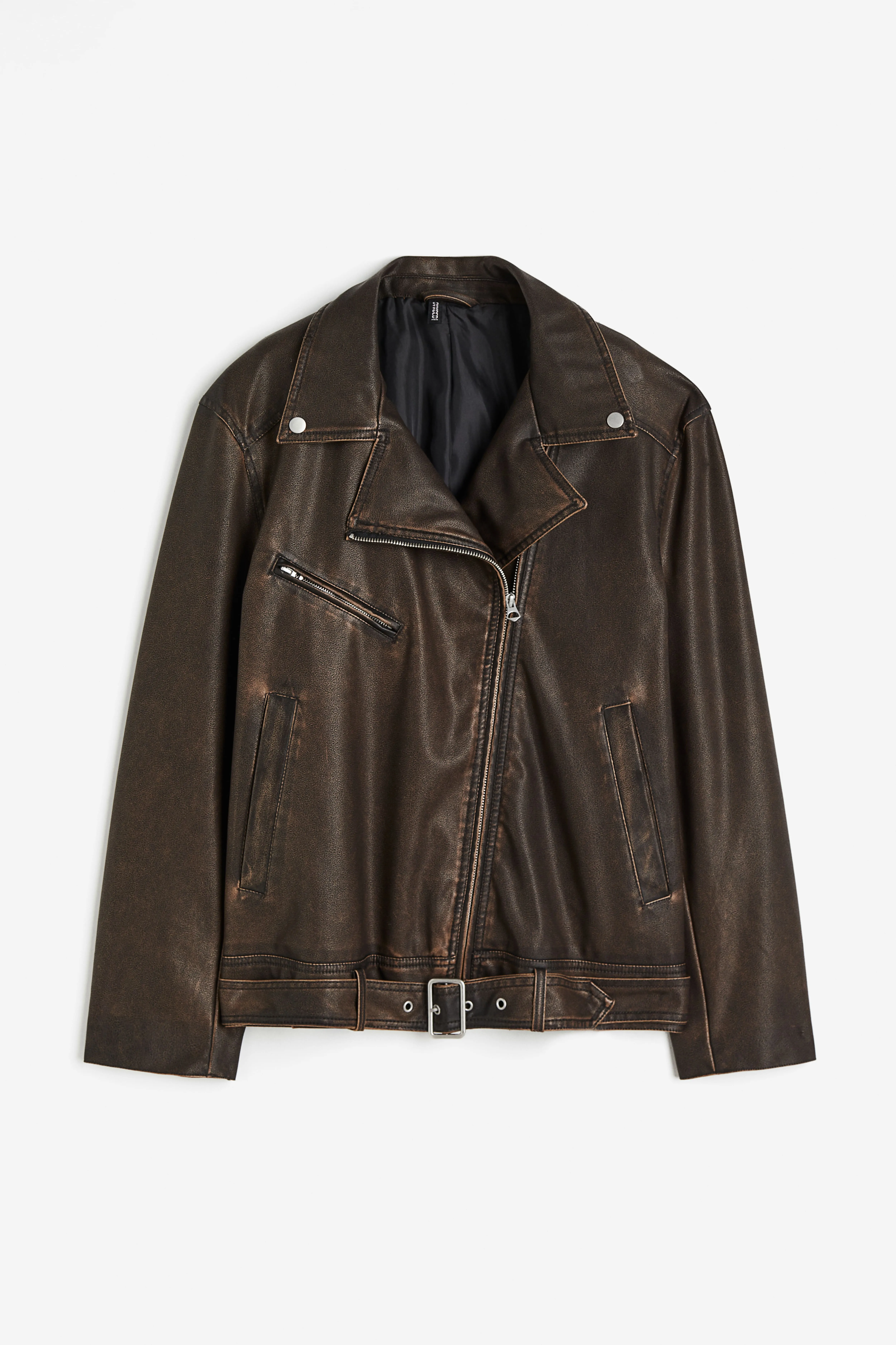 Biker jacket - Long sleeve - Regular length - Dark brown - Ladies | H&M GB