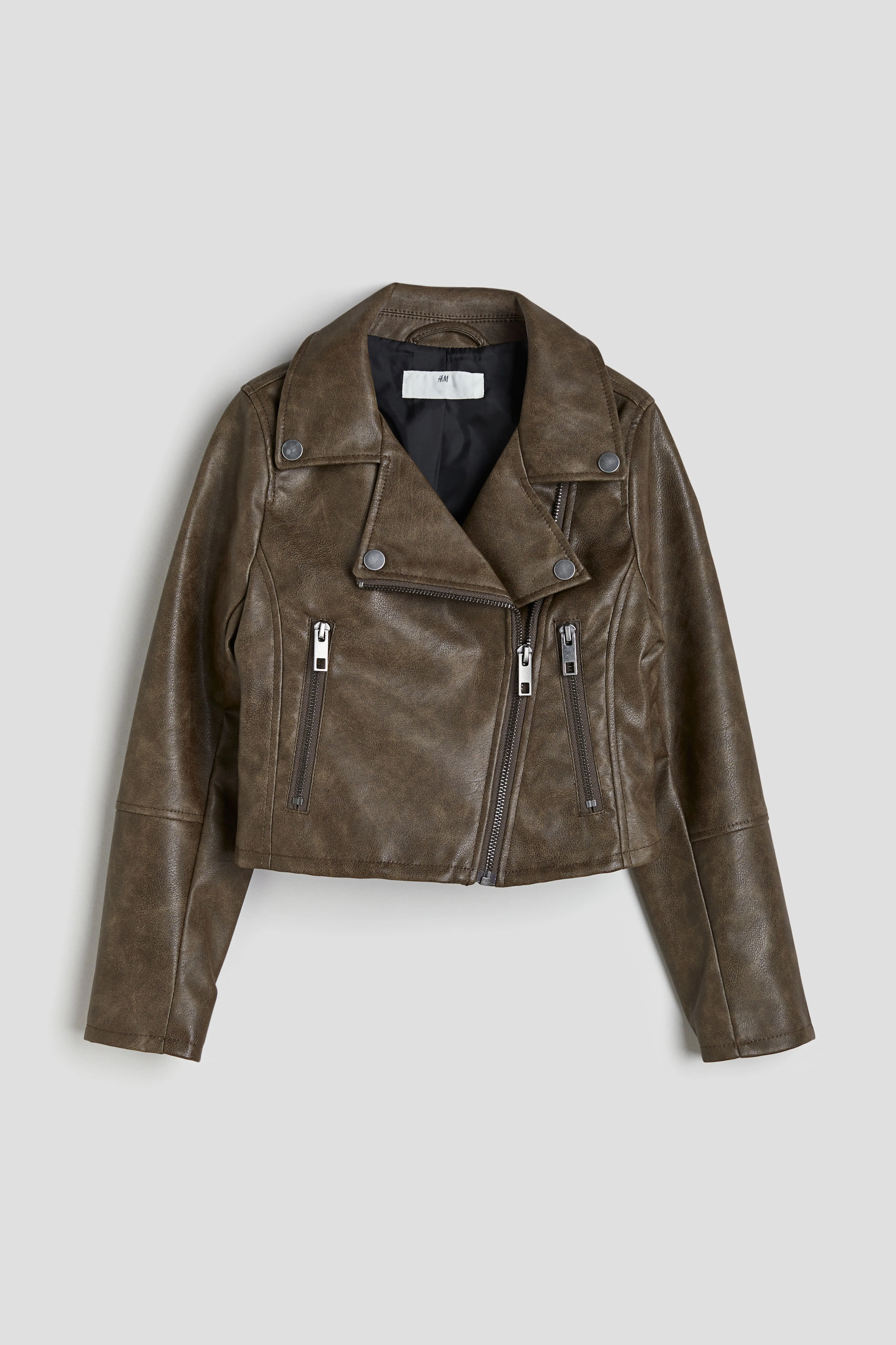 Biker jacket - Long sleeve - Short - Dark mole - Kids | H&M GB