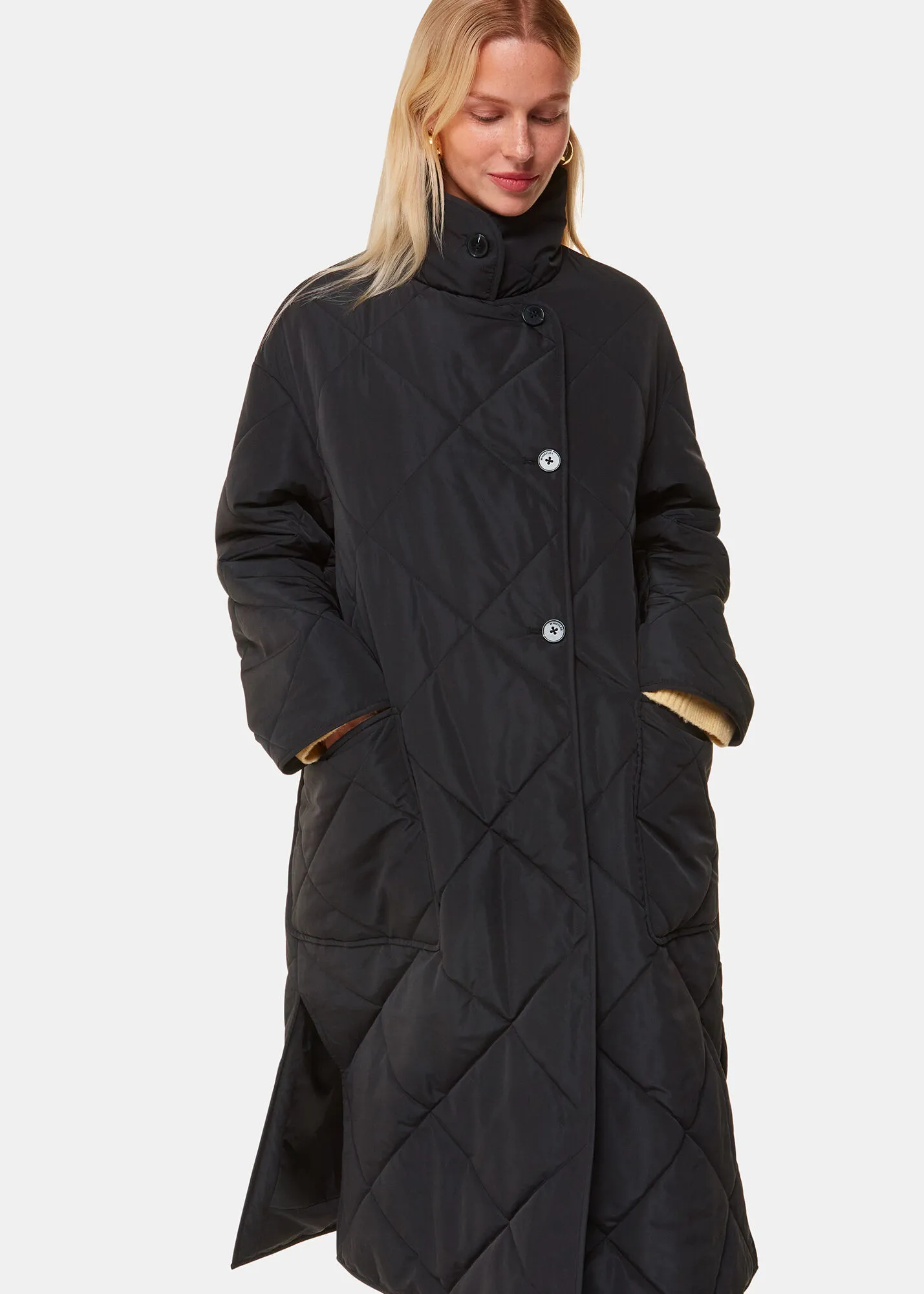 Black Alice Longline Quilted Coat