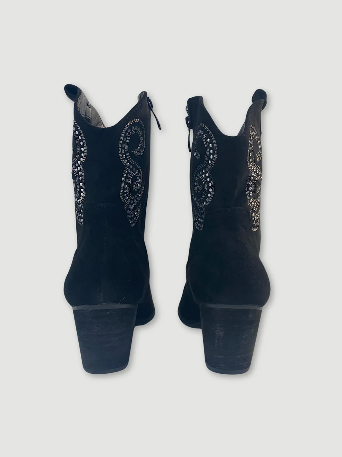 Black Diamante Western Boots