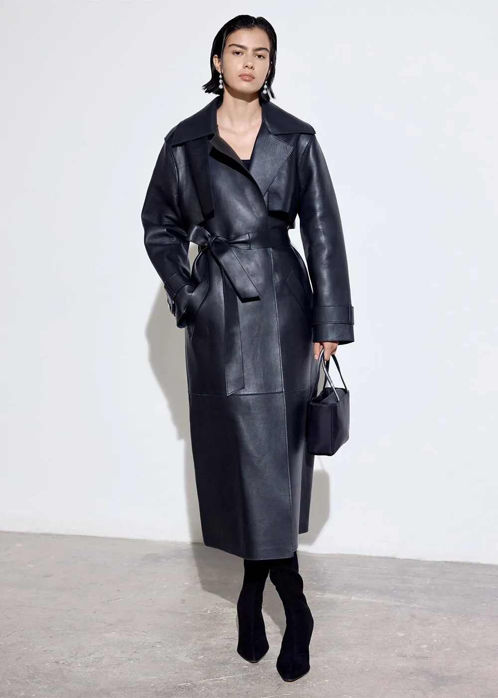 Black Faye Clean Bonded Trench Coat