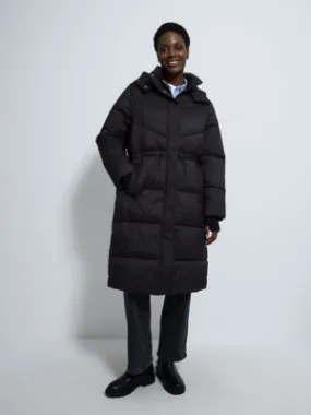 Black Long Hooded Padded Coat | Women | George at ASDA