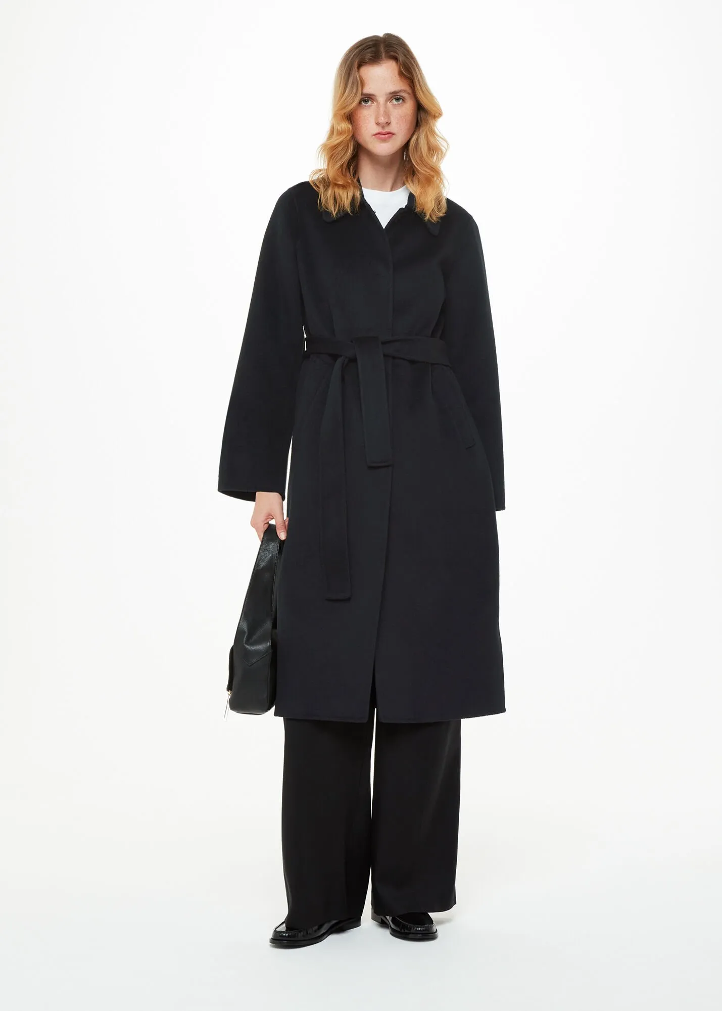 Black Nell Belted Doubled Faced Coat