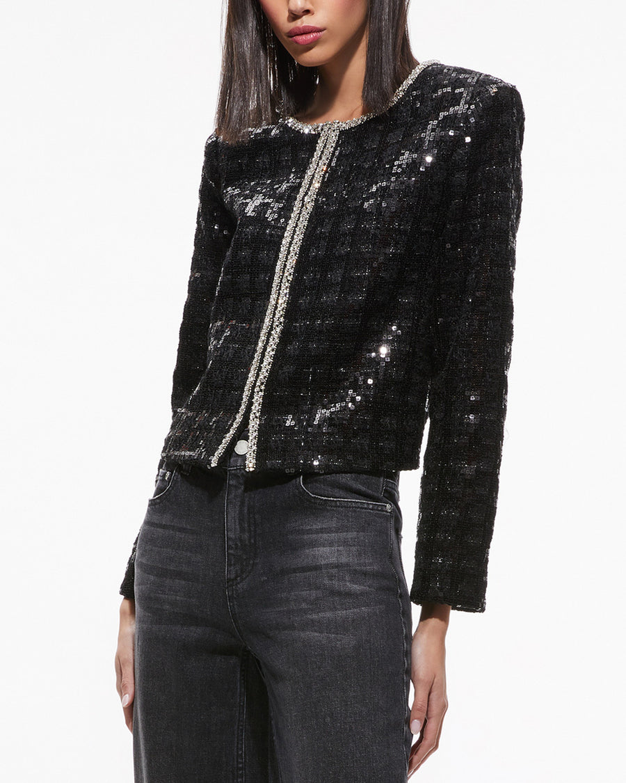 Black Sequin Kidman Tweed Jacket