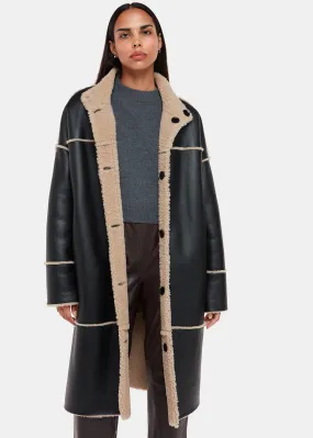 Black Zo Reversible Shearling Coat