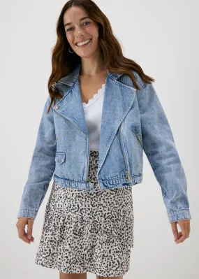 Blue Denim Biker Jacket