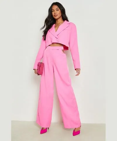 boohoo Womens Cut Out Side Wide Leg Pants