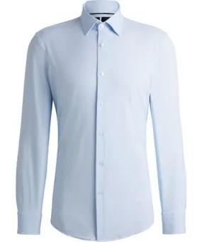 Boss Slim-fit shirt in micro-structured performance-stretch jersey