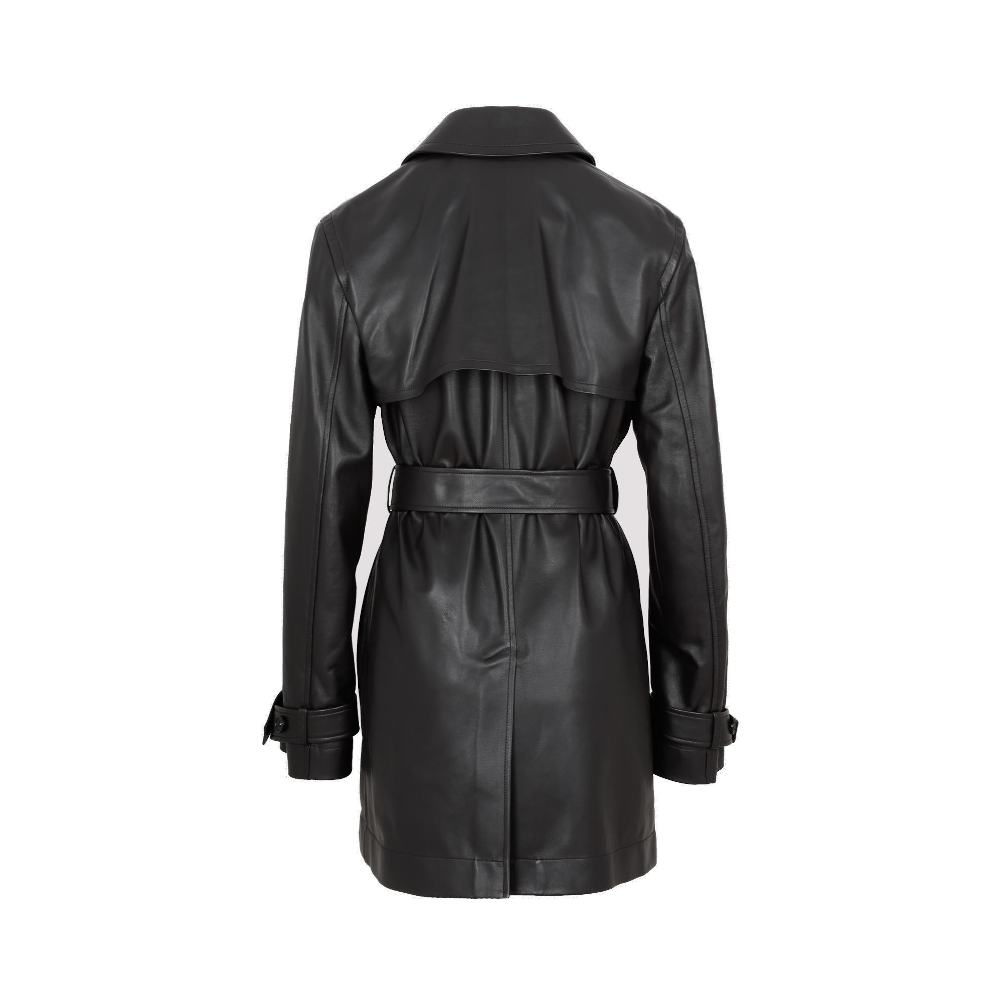 Bottega Veneta Triangle Buckled Leather Trench Coat