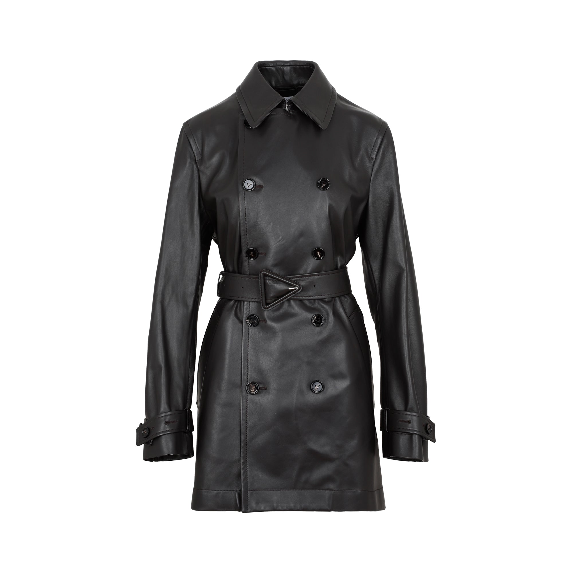 Bottega Veneta Triangle Buckled Leather Trench Coat