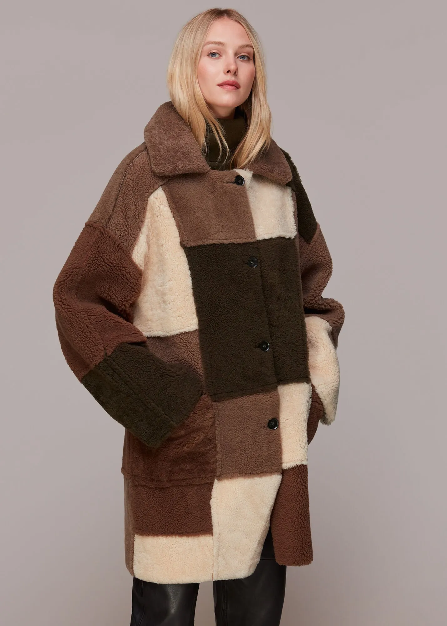 Brown Reversible Patchwork Coat