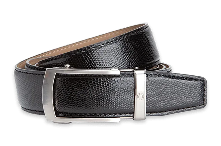 Camden Black Lizard Skin, 1 3/8 Strap, Dress Belt