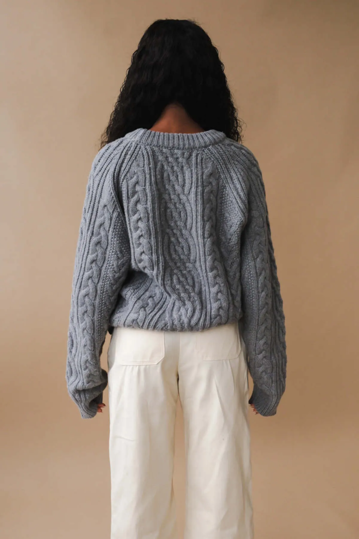 CLASSIC FISHERMAN SWEATER - MELANGE GREY