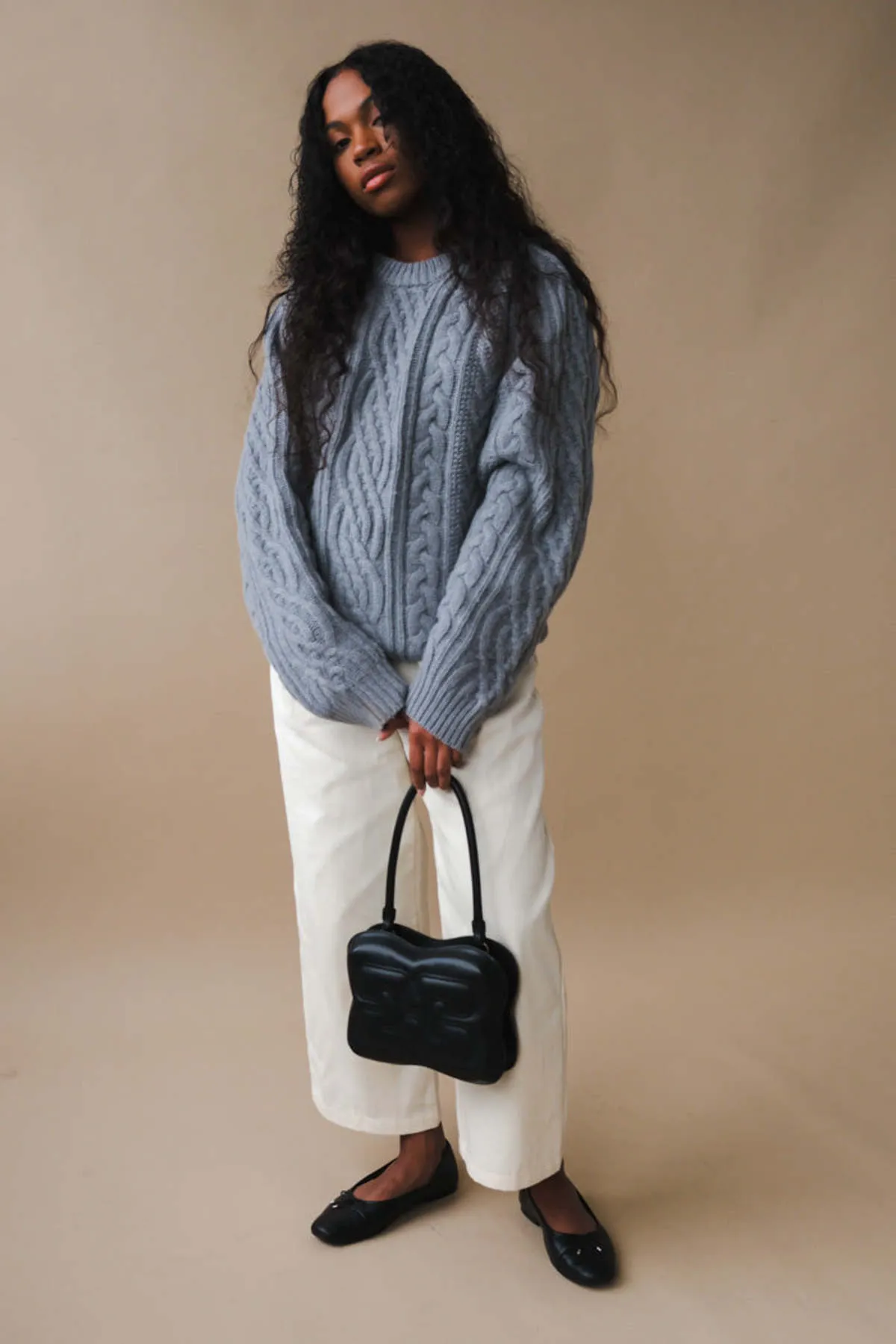 CLASSIC FISHERMAN SWEATER - MELANGE GREY