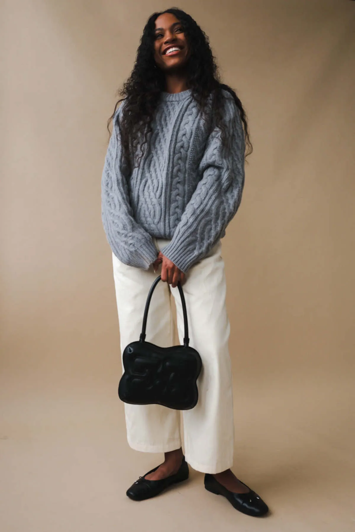 CLASSIC FISHERMAN SWEATER - MELANGE GREY