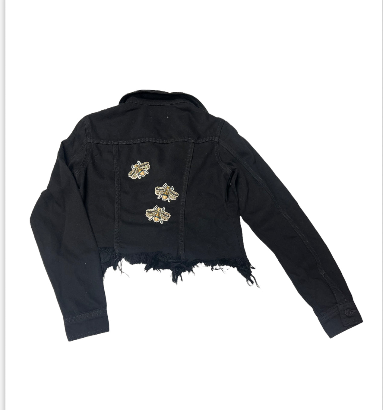 Collab Black Denim Jacket with Back Applique