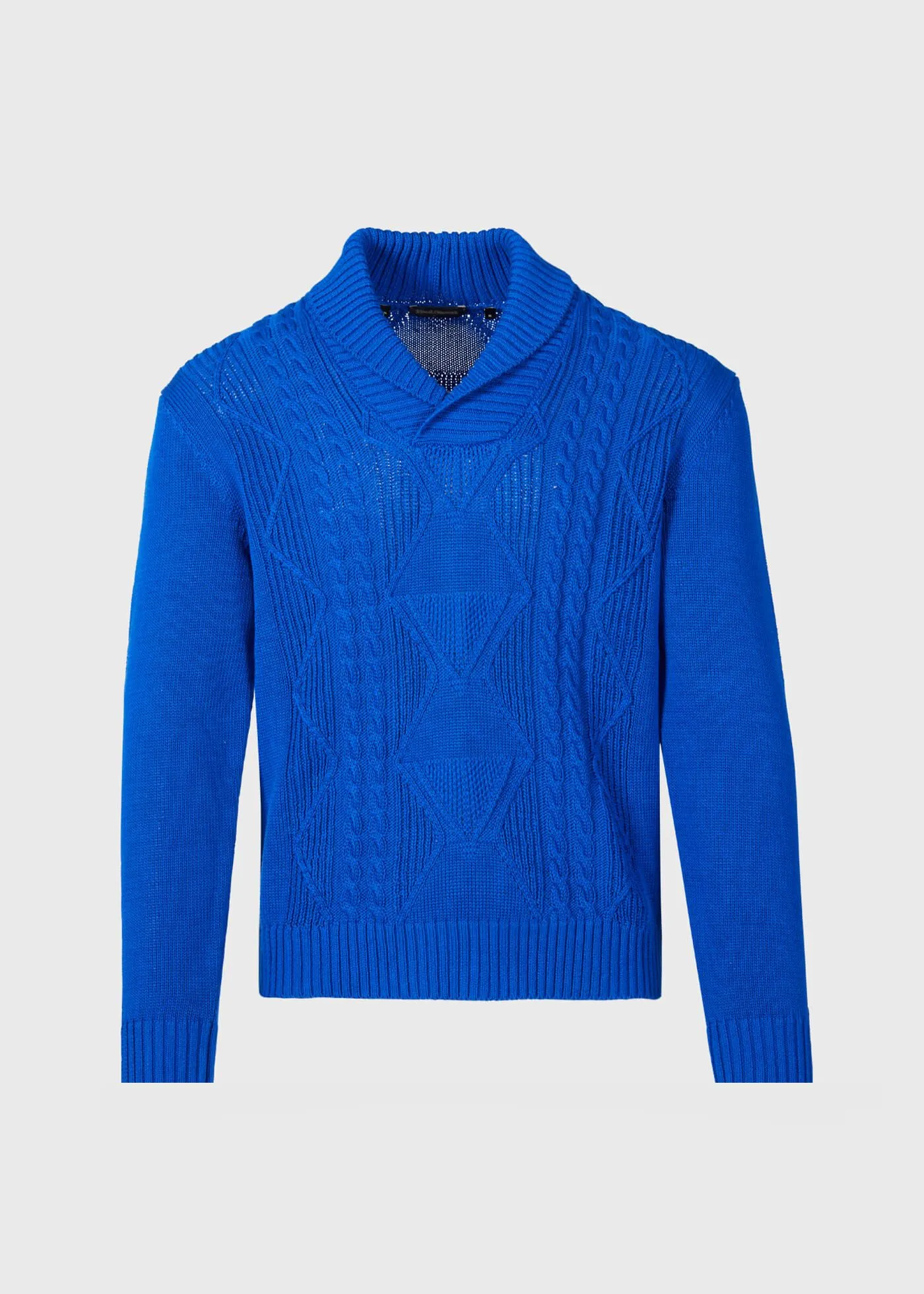 Cotton Cable Shawl Collar Sweater