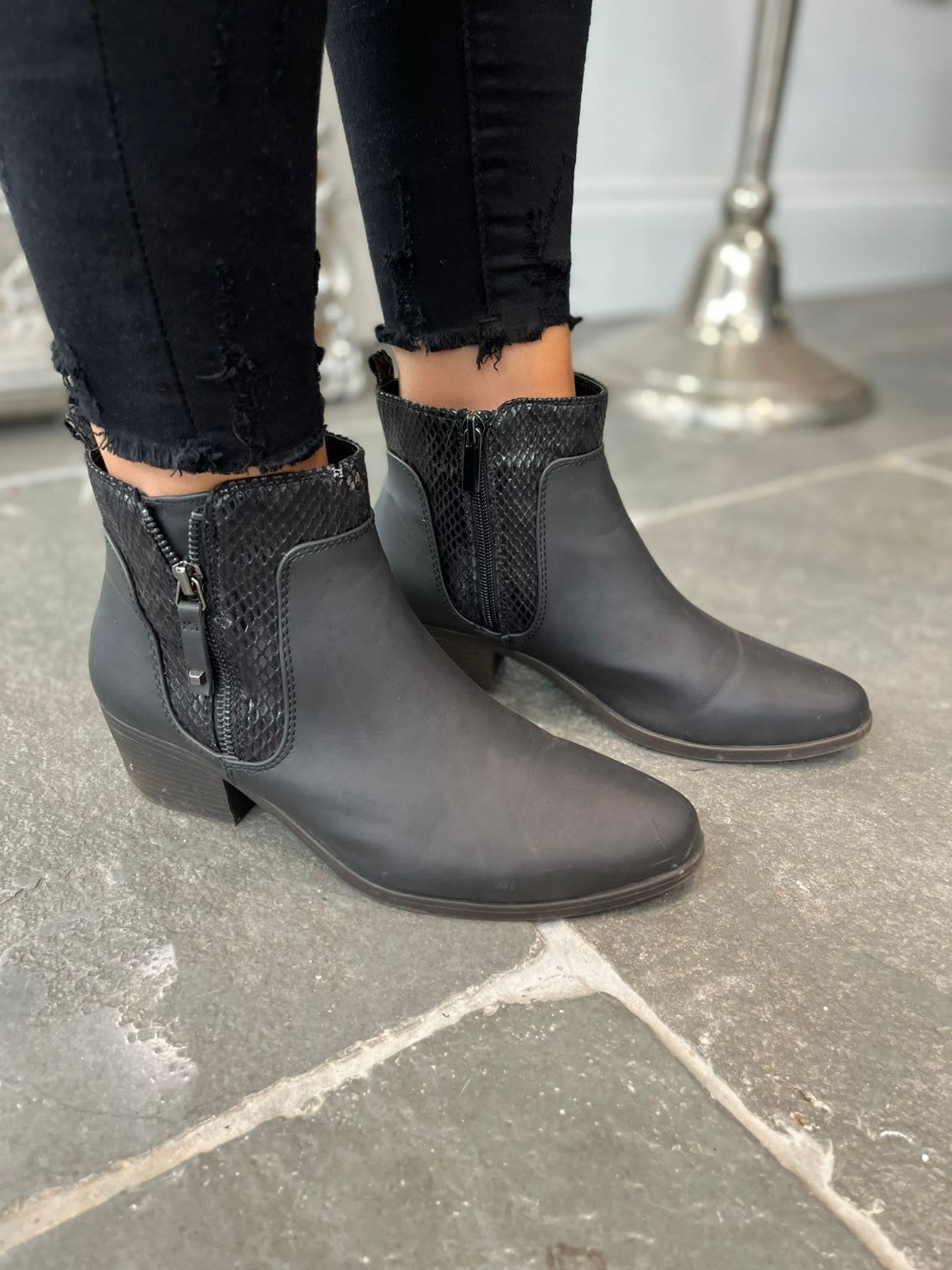 Croc Detail Ankle Boots Amanda