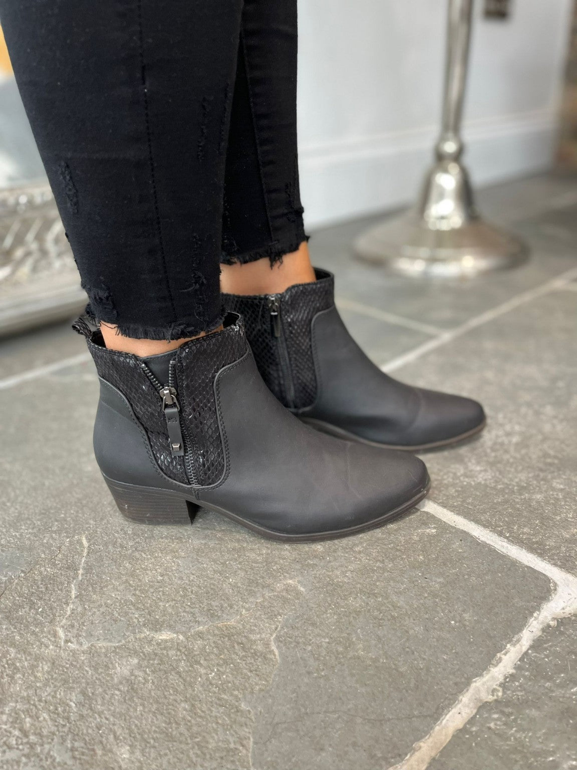 Croc Detail Ankle Boots Amanda