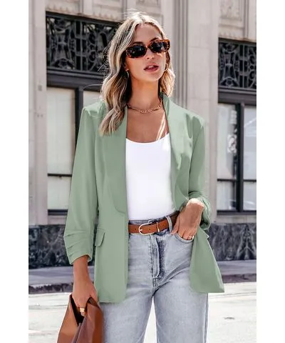 Cupshe Green Open Front 3/4 Sleeve Blazer