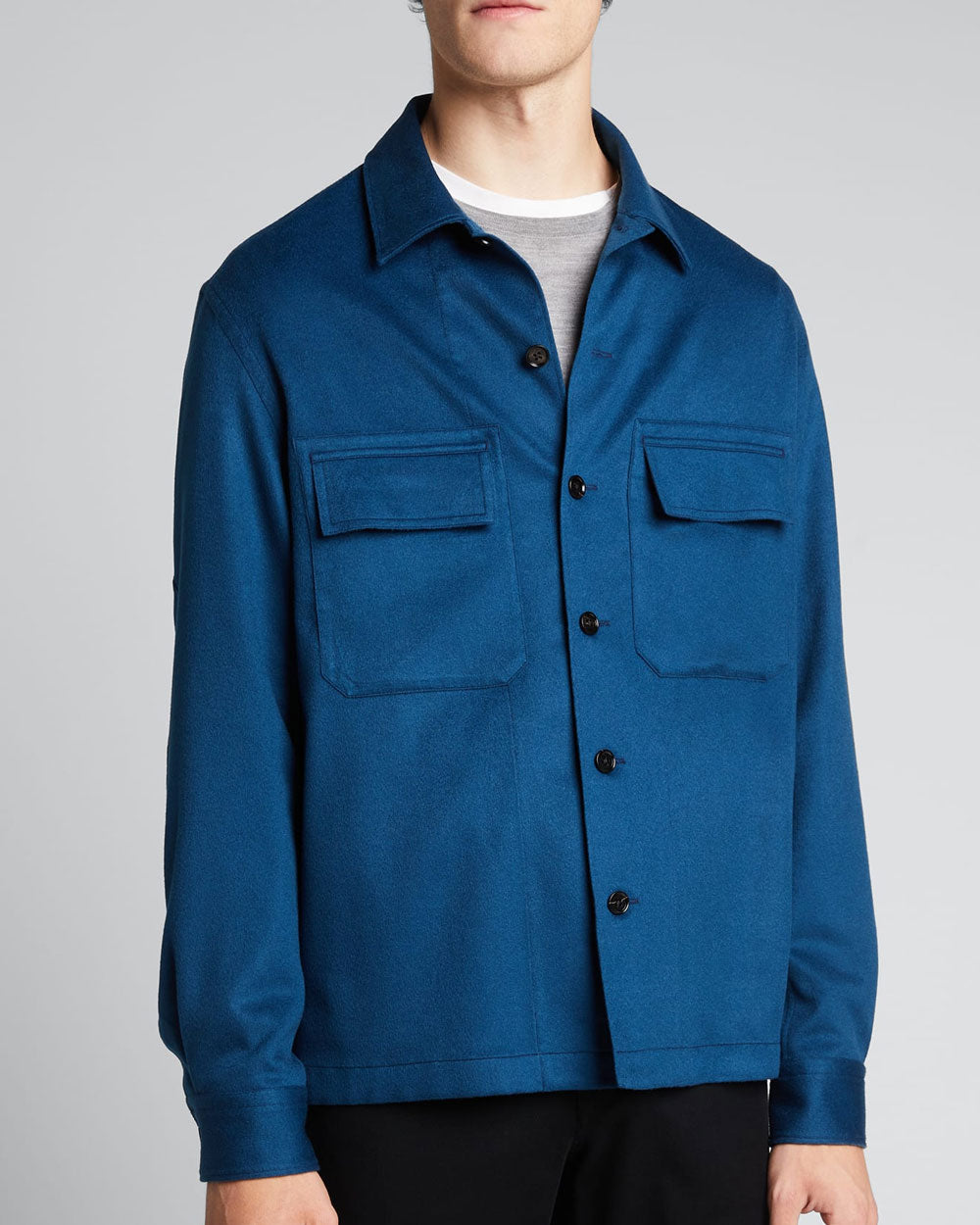 Dark Blue Vicuna Pure Cashmere Overshirt