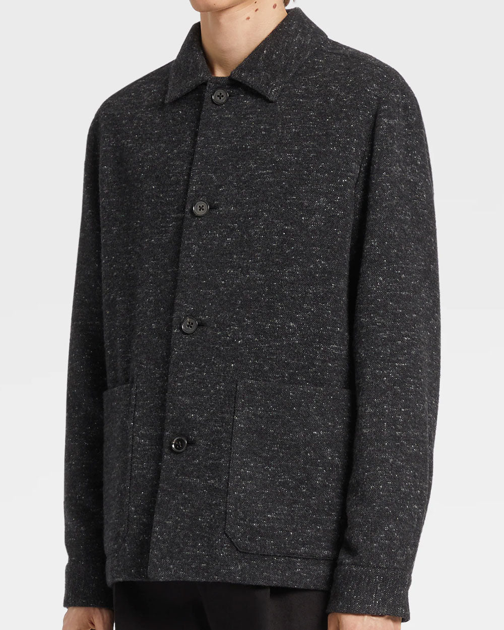 Dark Gray Pure Cashmere Chore Jacket