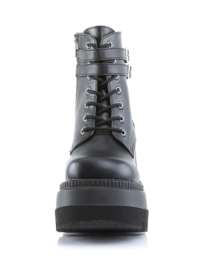 DEMONIA SHAKER-52 PLATFORM BOOTS - BLACK  PRE ORDER 