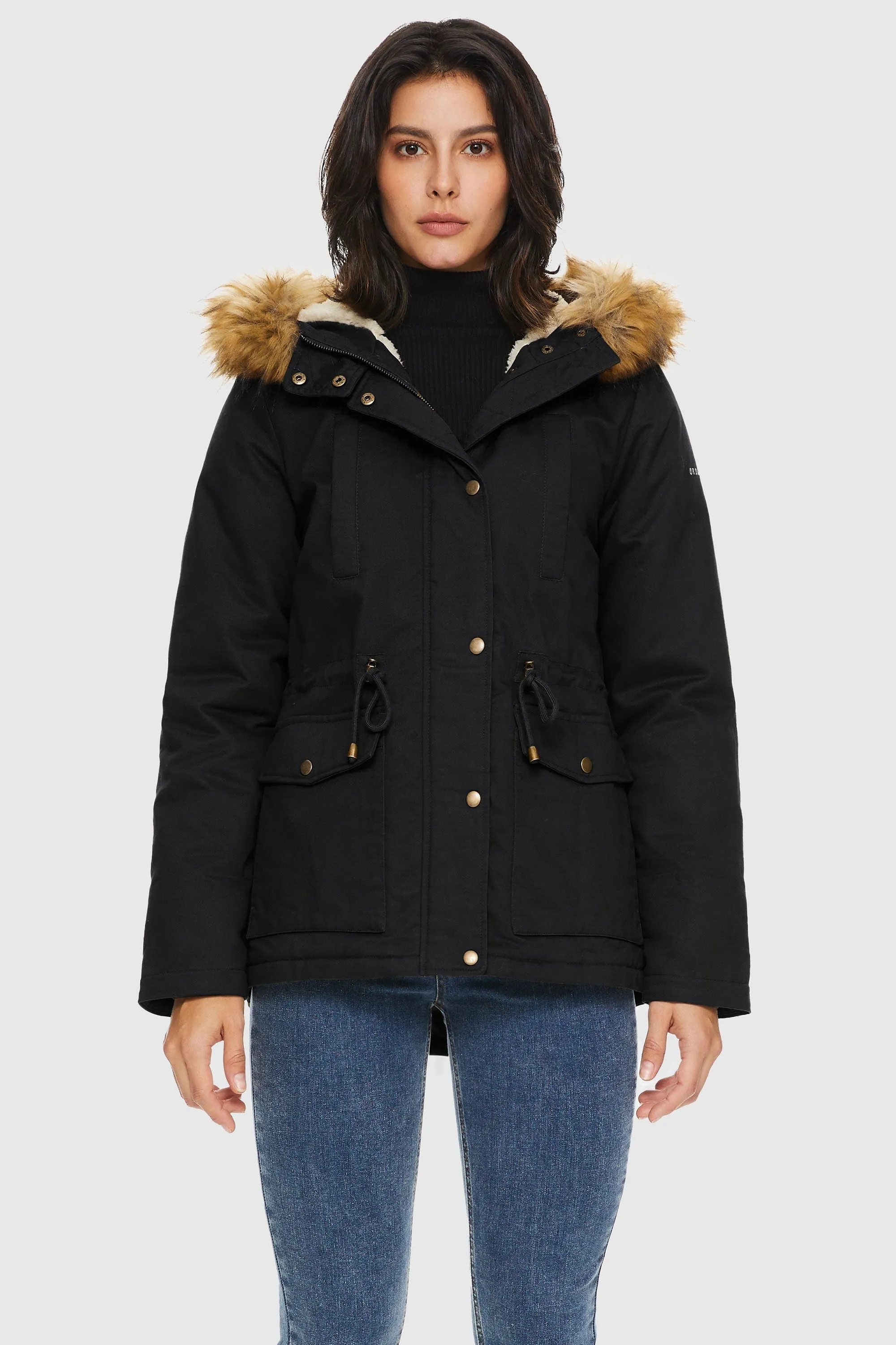 Detachable Faux Fur Winter Parka Jacket